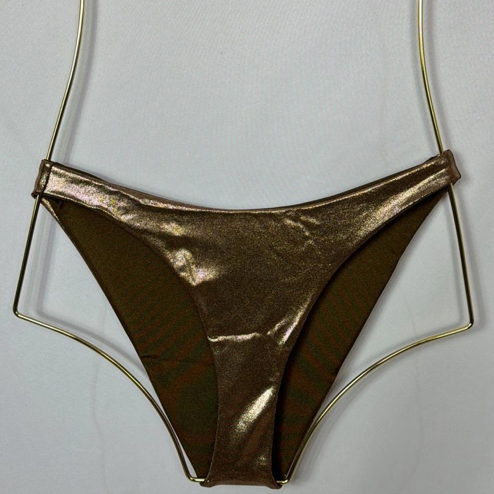 Good American Womens Foil Better Bikini Reversible Bottom Mocha Size M New - Picture 6 of 12